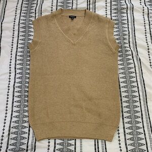 Mittoshop | Tan V-neck Sweater Vest